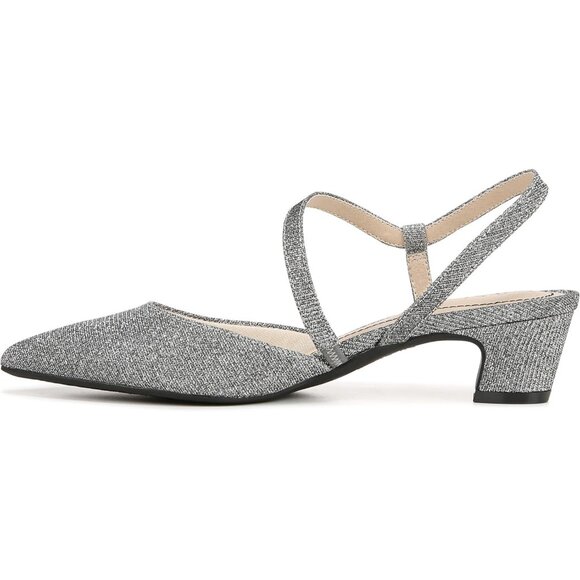 LifeStride Womens Pewter Shimmer Patent Polyurethane Pointed Closed Toe Pump - Picture 9 of 9